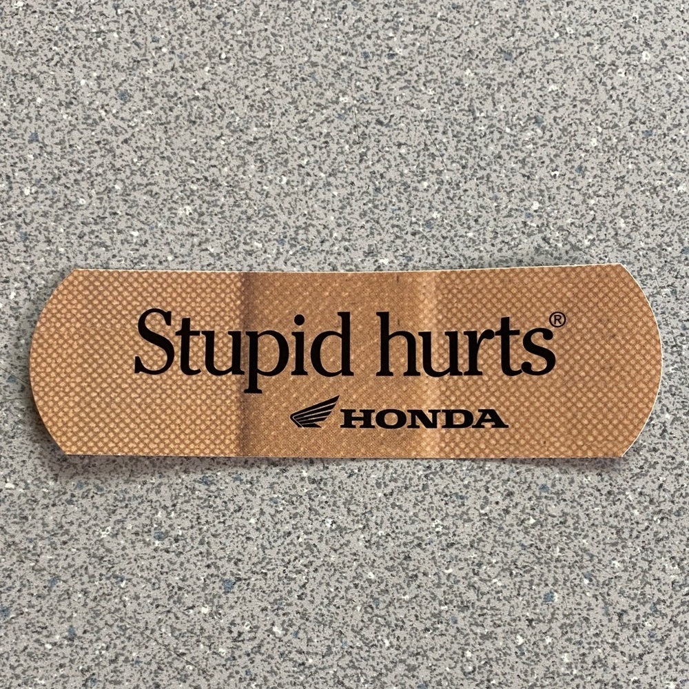 2 PACK Brown Bandage Honda Wing Powersports Stupid Hurts Sticker
